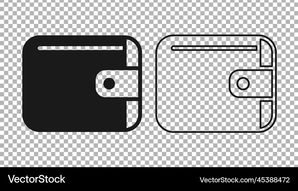 Black wallet icon isolated on transparent Vector Image
