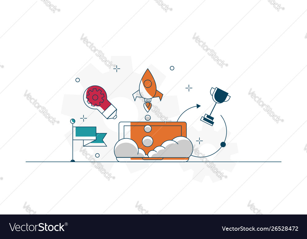 Business startup concept flat icons design