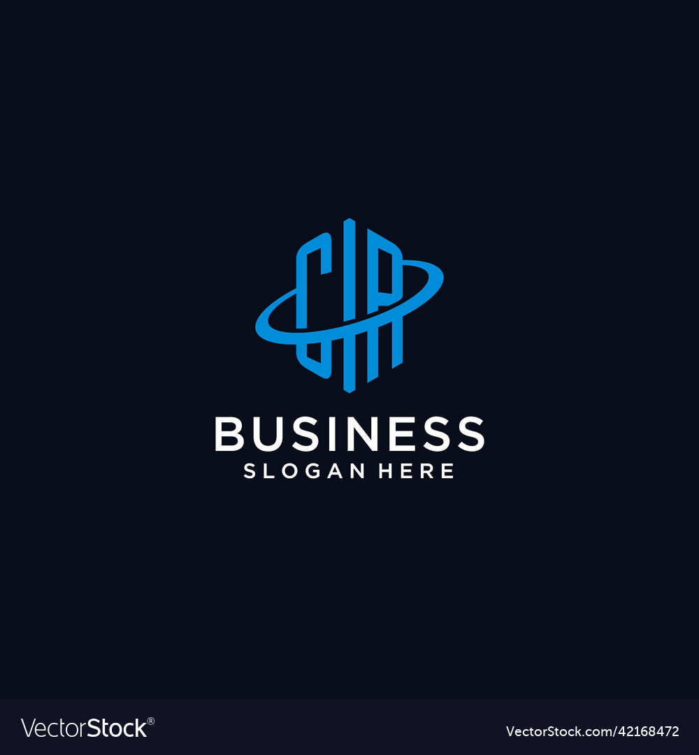Cr initial monogram logo with hexagonal shape