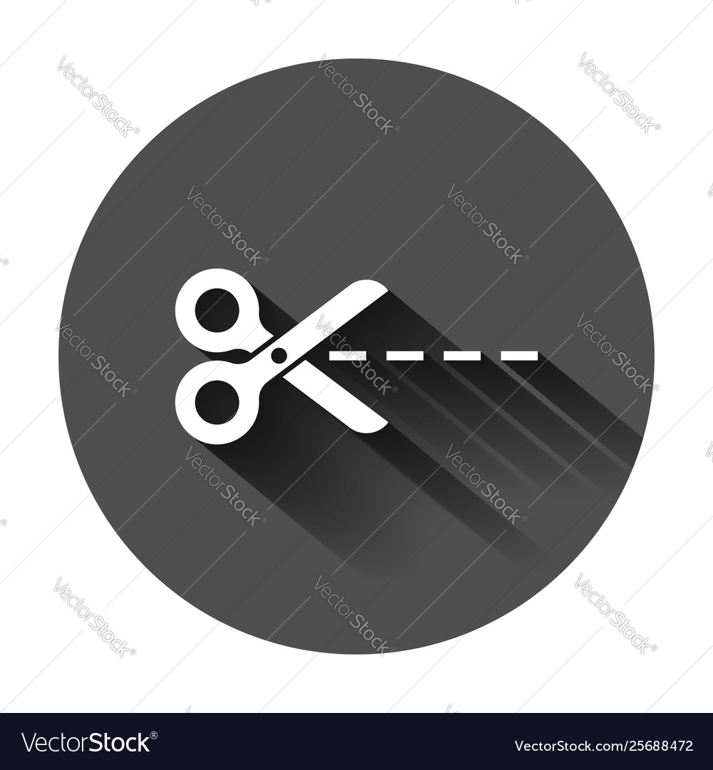 Cut lines icon in flat style scissors snip