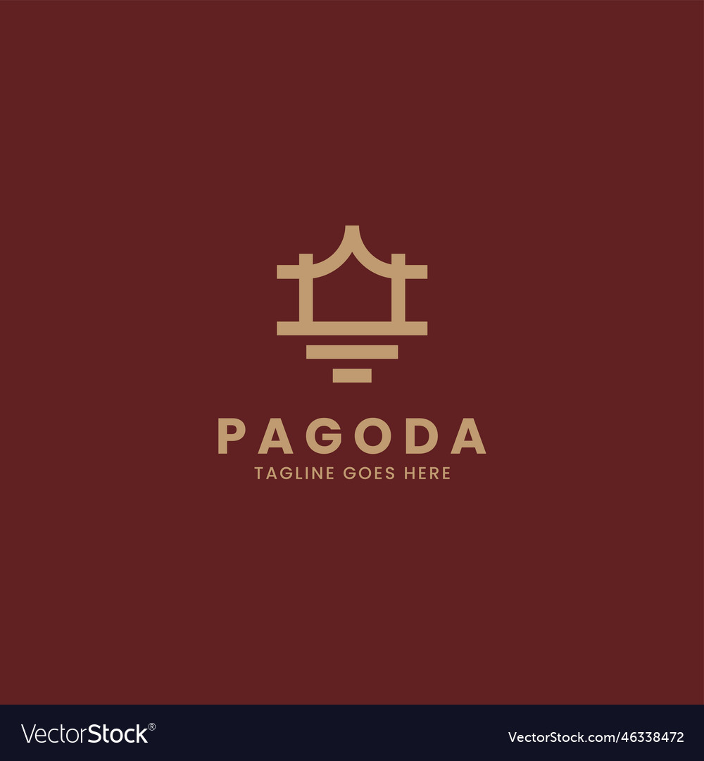 Logo pagoda line art style Royalty Free Vector Image