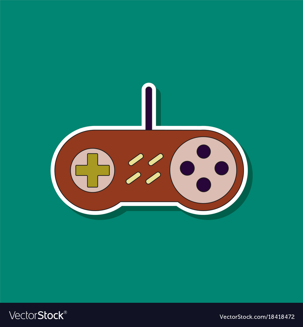 Paper sticker on background of game joystick Vector Image