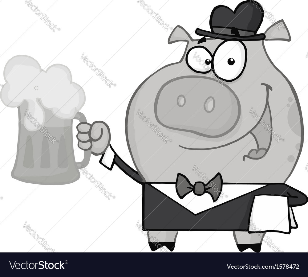 Pig waiter cartoon