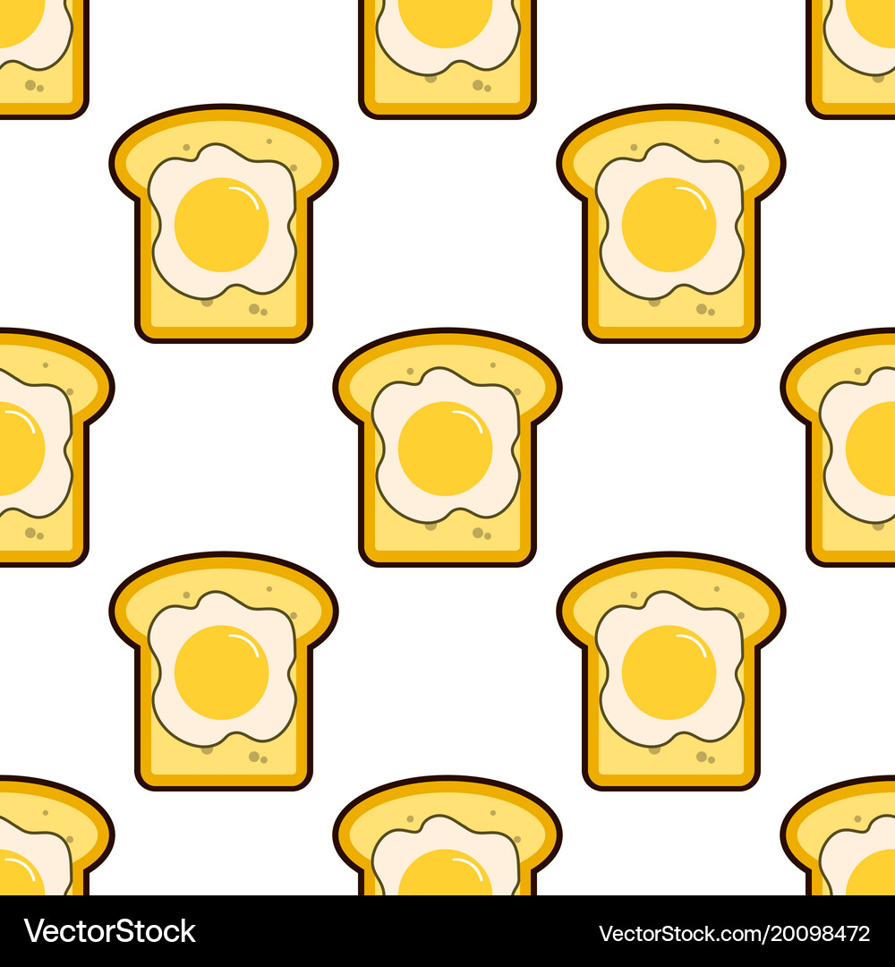 Seamless pattern with toasts and fried eggs Vector Image