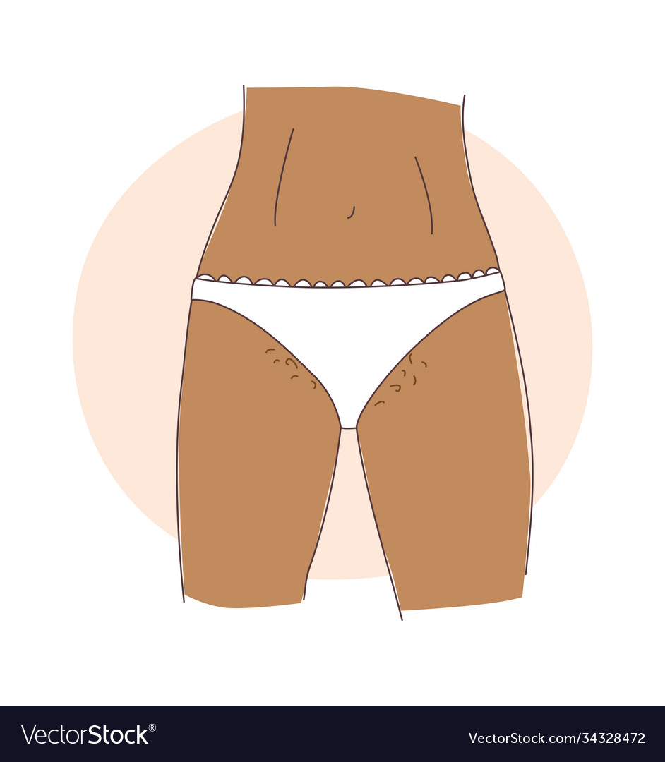 Teenage Girl And Pubic Hair Wears White Royalty Free Vector