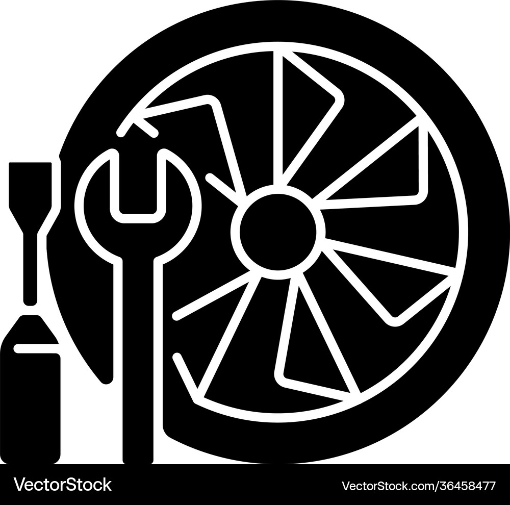 Aircraft maintenance black glyph icon Royalty Free Vector