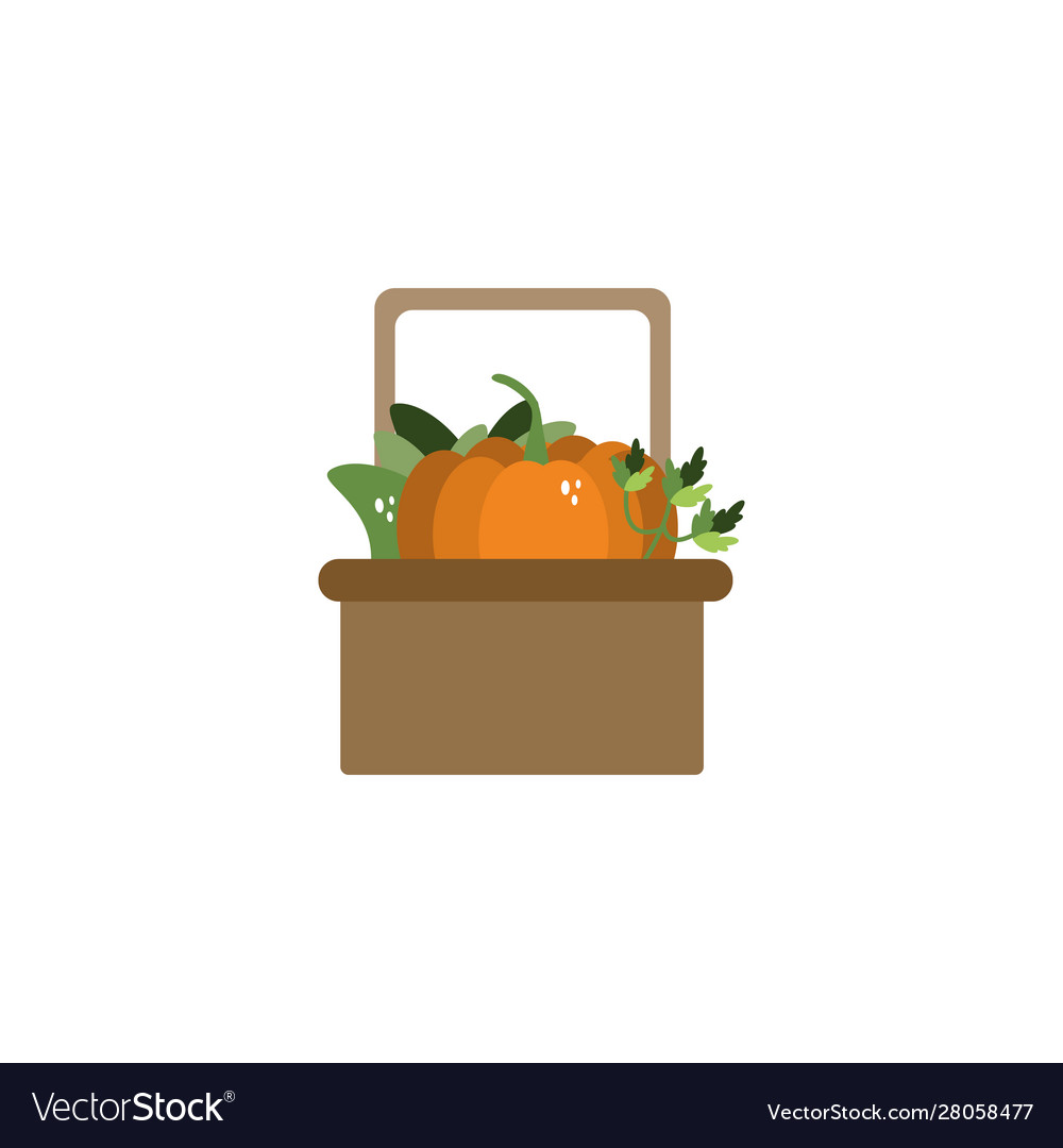 Basket with vegetables flat style icon