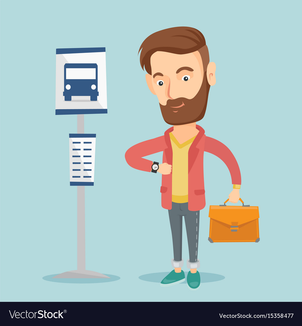 Businessman Waiting at Bus Stop