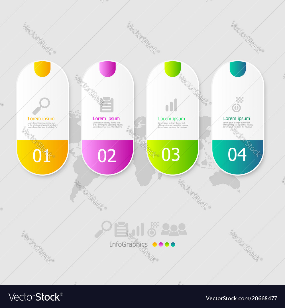 Capsule infographic elements layout 4 steps