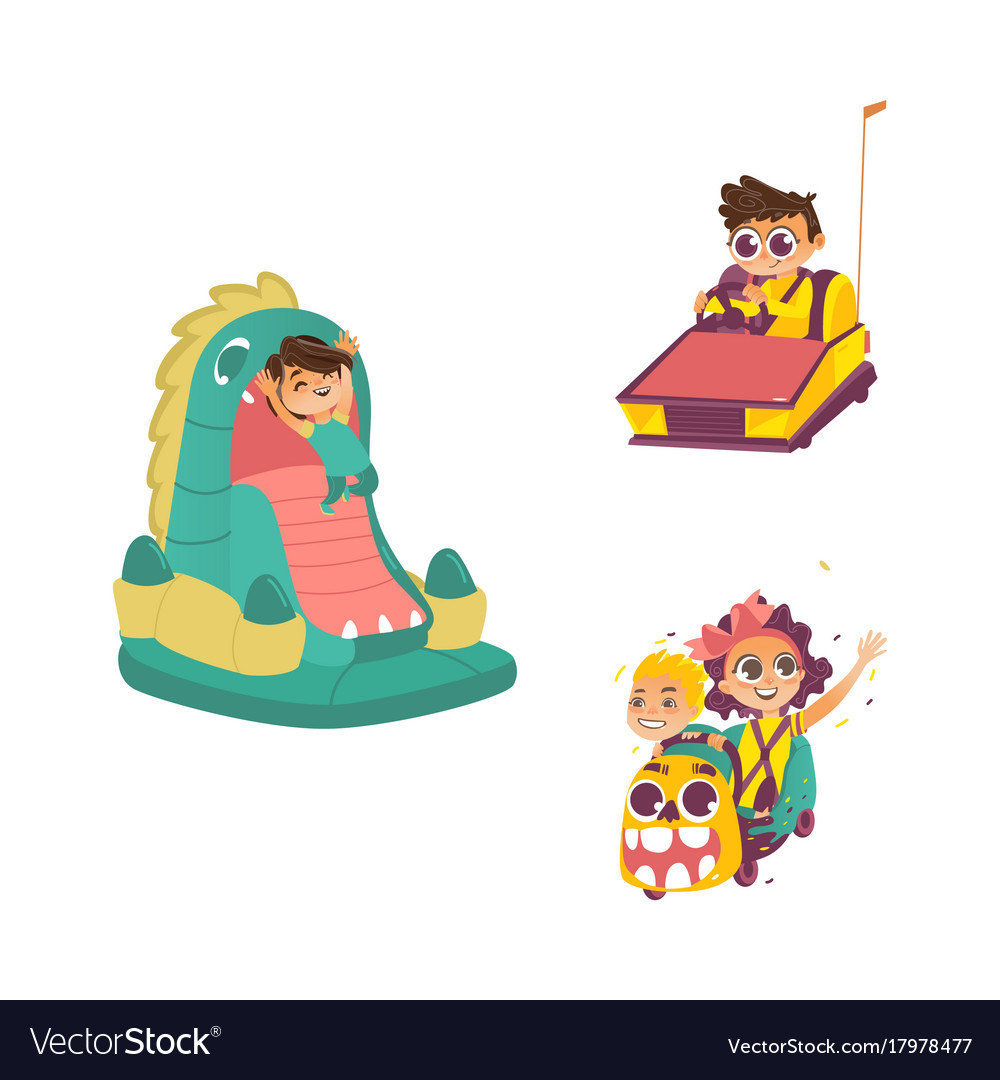 Children in amusement park set