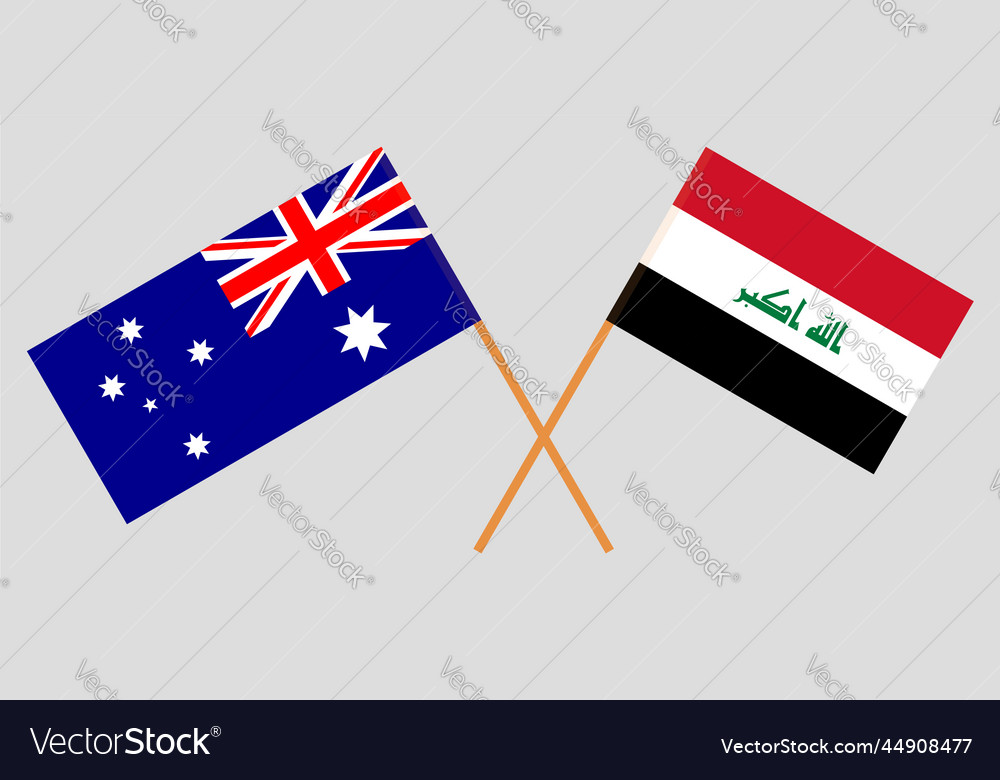 Crossed flags of iraq and australia