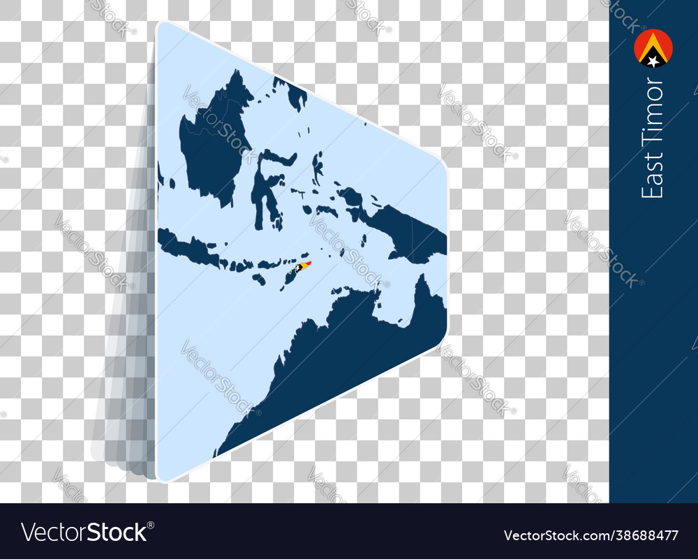 East timor map and flag on transparent background
