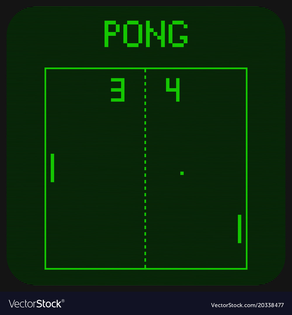 First ever computer game pong interface Royalty Free Vector