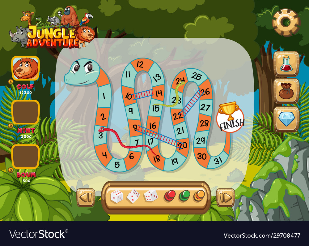 Game template design with many trees in forest Vector Image Game template design with many trees in forest