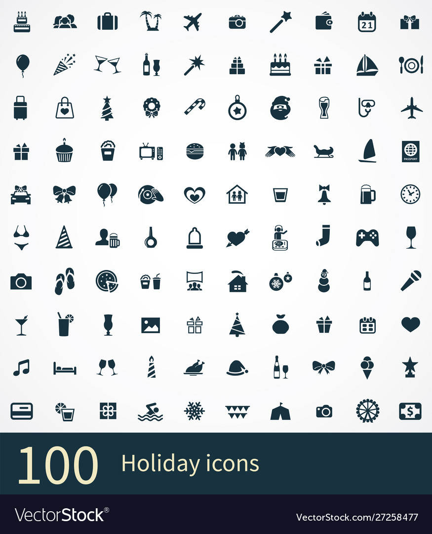 Holiday 100 icons universal set for web and ui