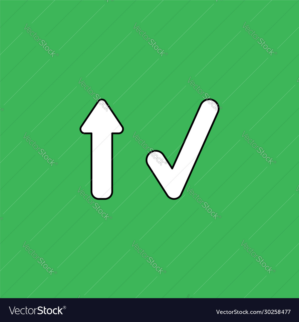 Icon concept arrow pointing up and check mark