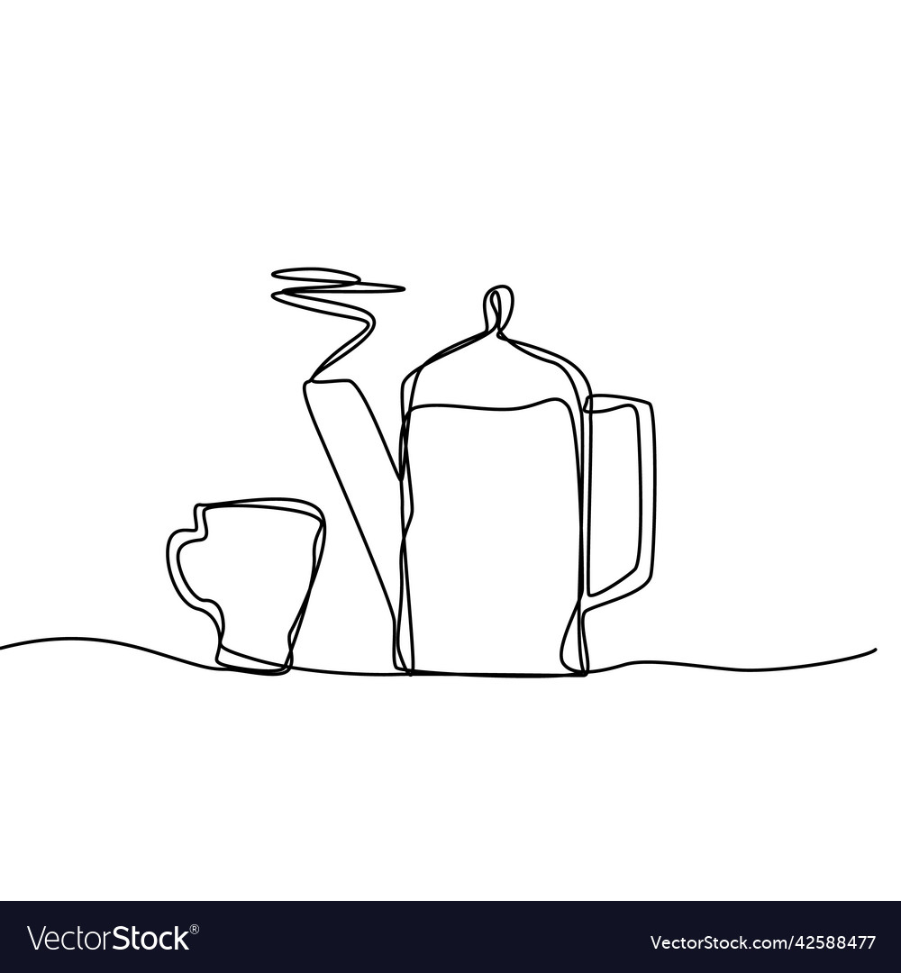 Line drawing kettle single draw teapot art