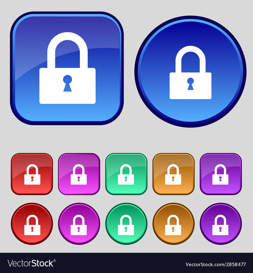 Lock sign icon locker symbol set colourful buttons