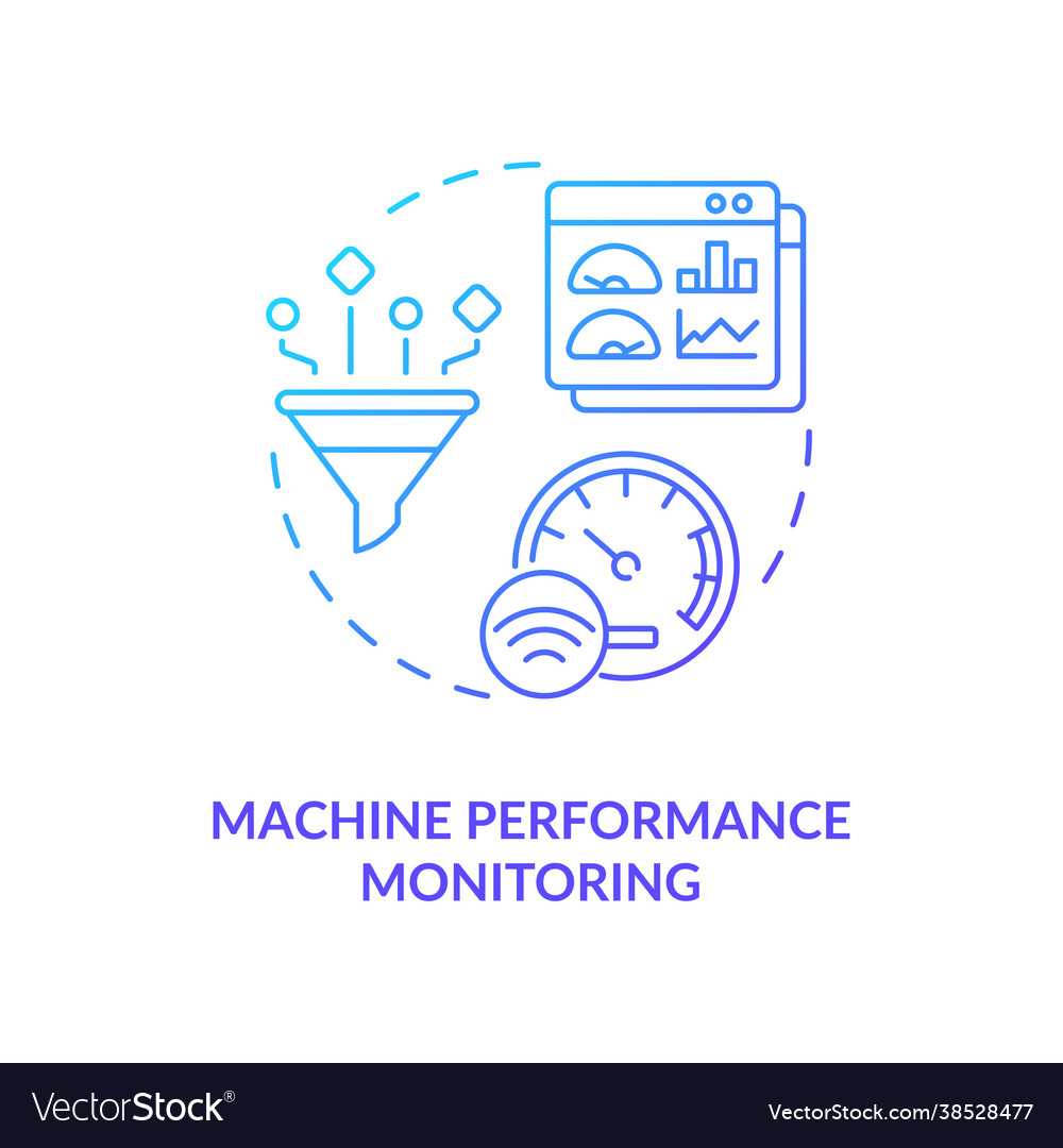 Machine performance monitoring concept icon vector image Machine performance monitoring concept icon