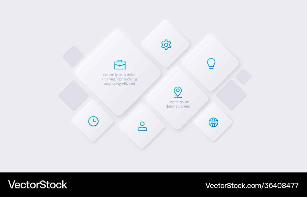 Neumorphic square elements for infographic Vector Image
