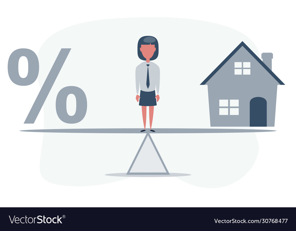 Percentage symbol icon and house scale in equal