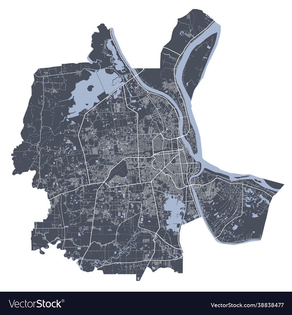 Phnom penh map detailed map penh city Royalty Free Vector