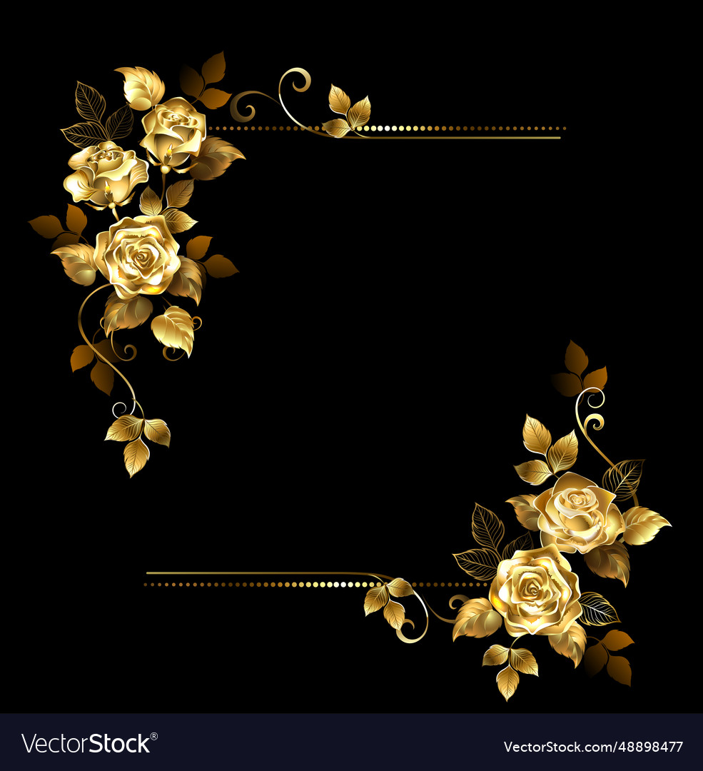 Rectangular arrangement of gold roses Royalty Free Vector