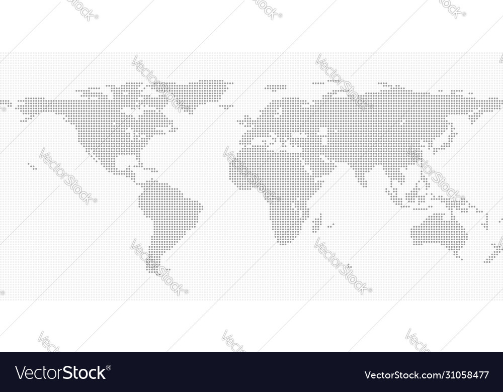 Simplified symbolic dot pattern world map flat vector image Simplified symbolic dot pattern world map flat