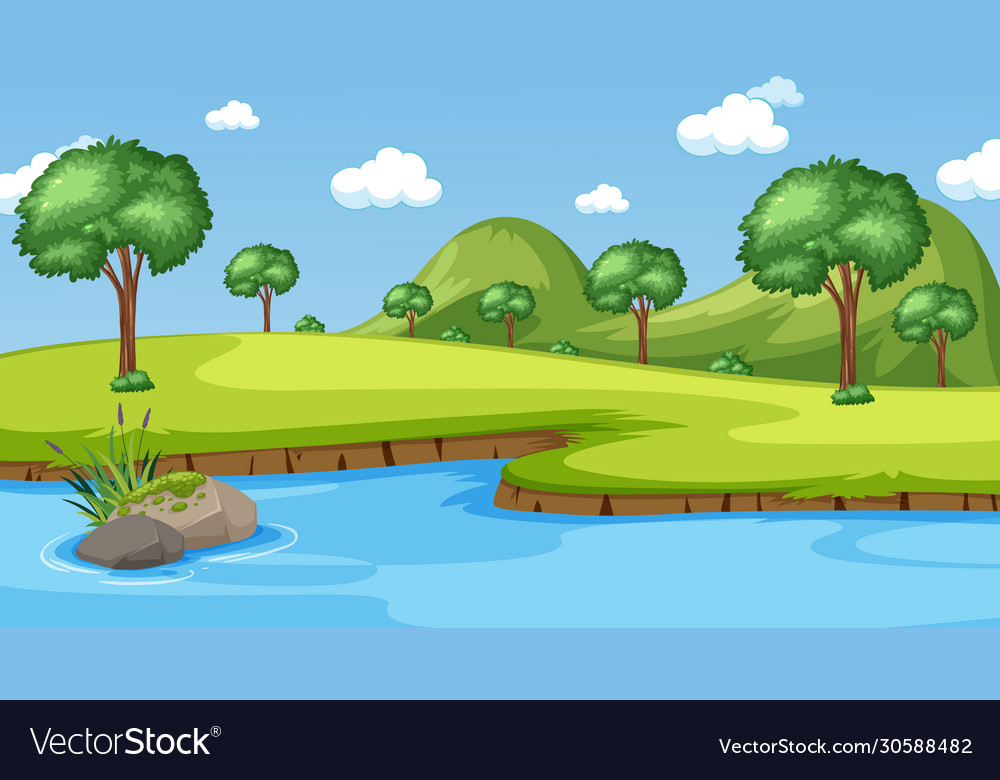 Background scene with many trees in park Vector Image