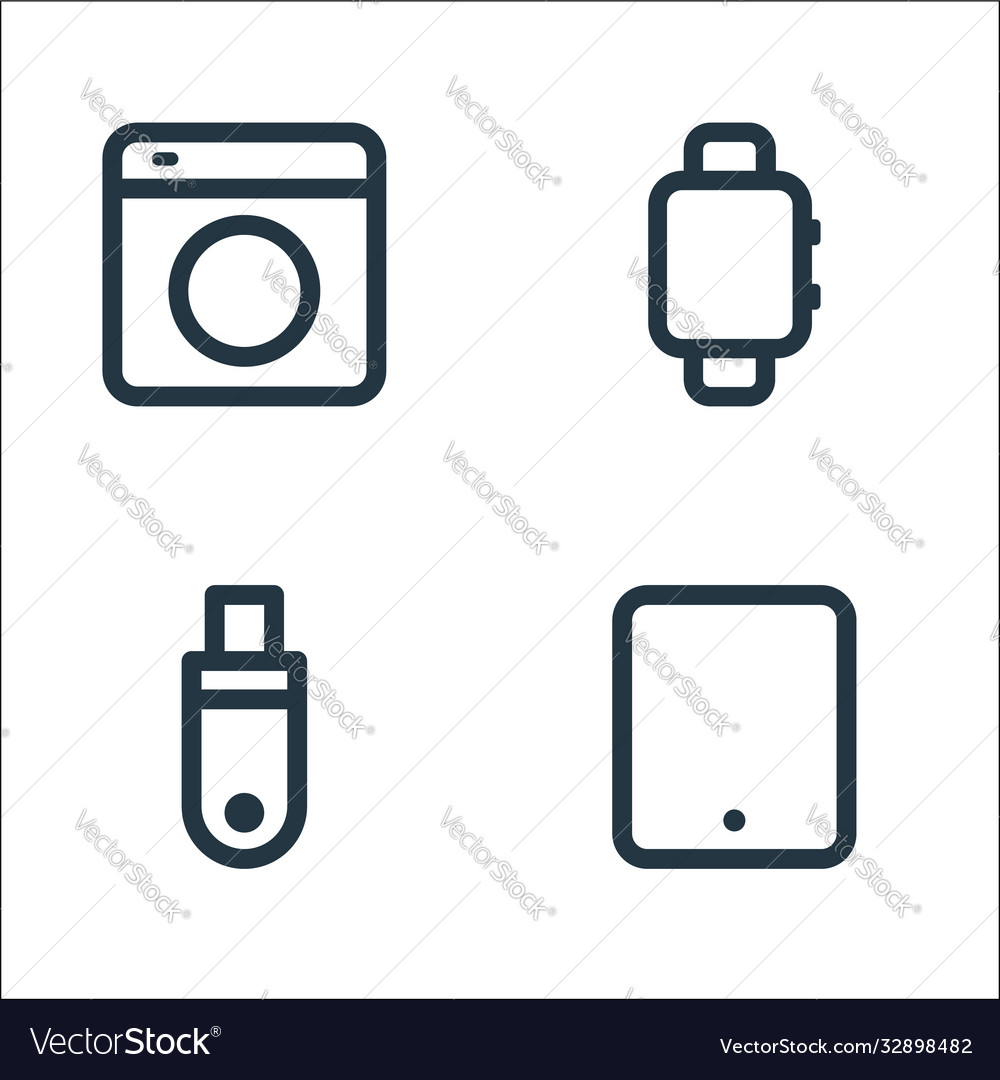 Electronic and device line icons linear set vector image Electronic and device line icons linear set