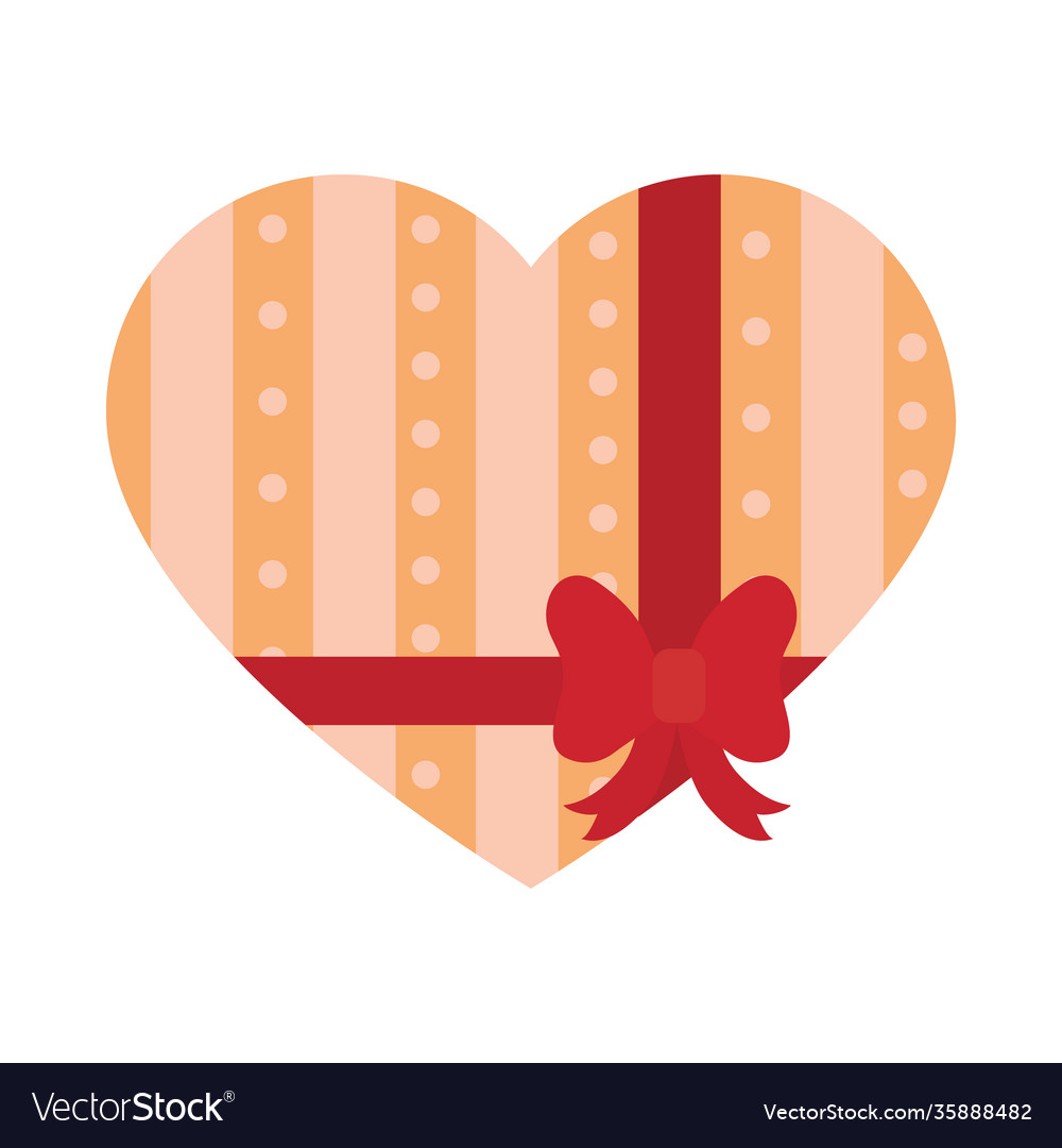 Heart shaped chocolate box icon flat style Vector Image