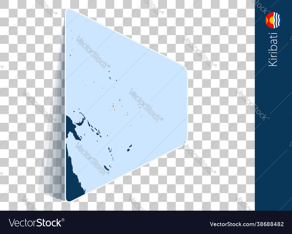 Kiribati map and flag on transparent background