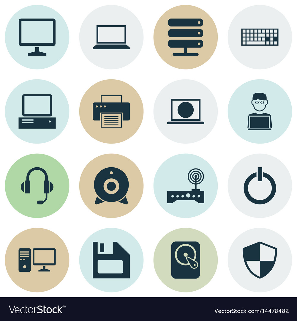 Notebook icons set collection of desktop defense