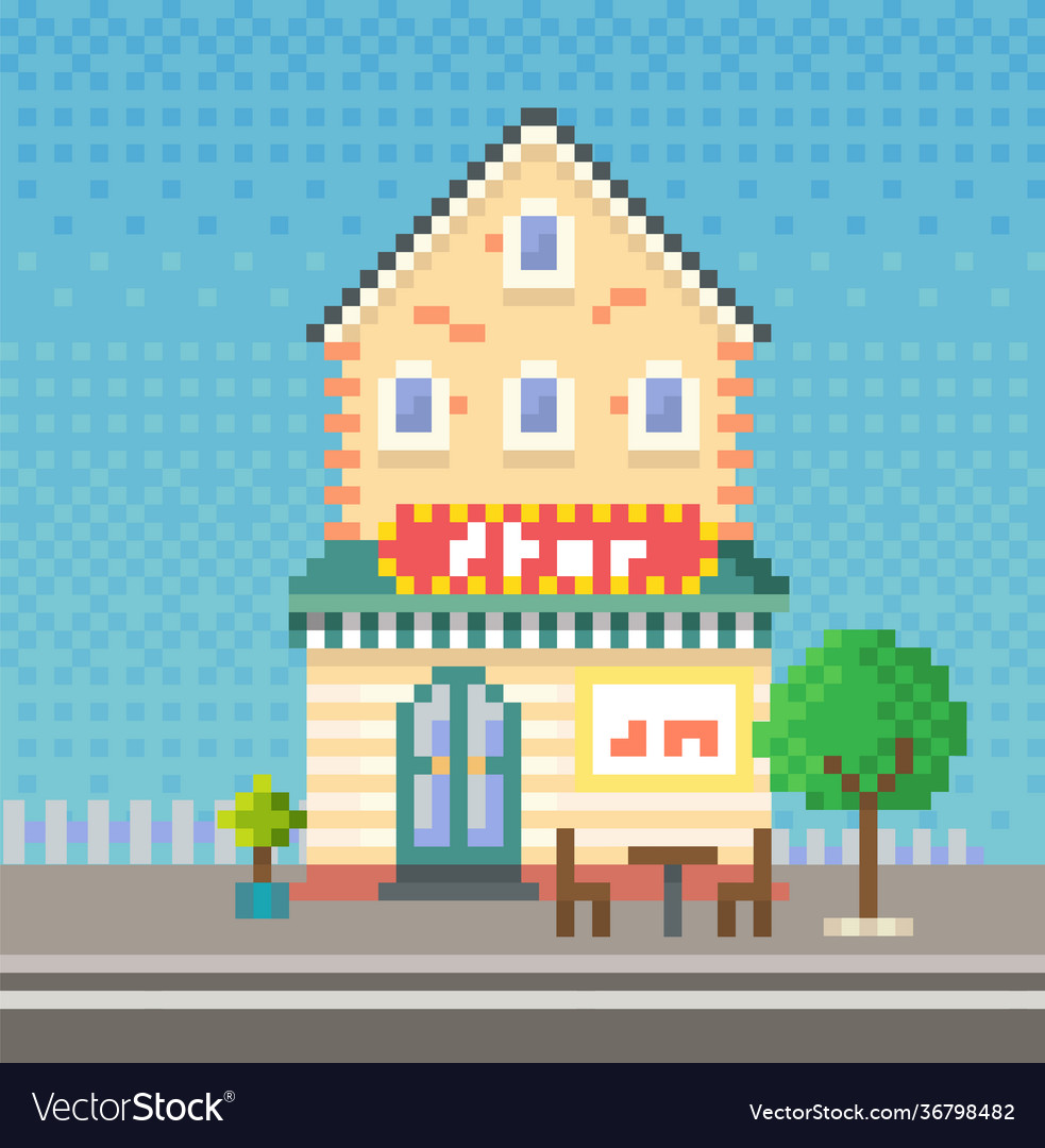 Two-storey house near road pixel construction