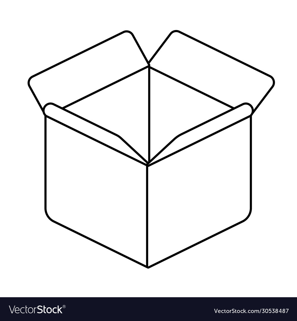 Cardboard box open line style icon Royalty Free Vector Image