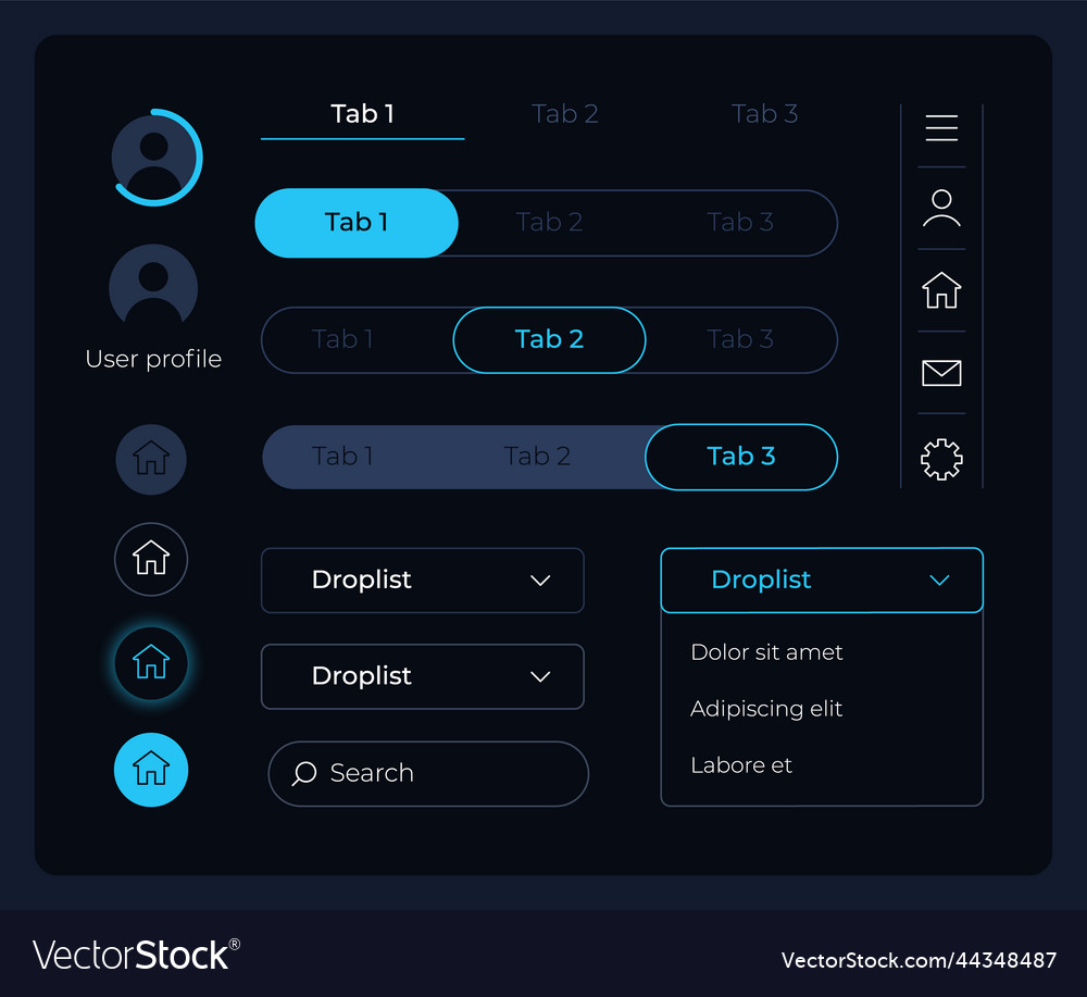 Control Panel UI Kit - Dark Theme