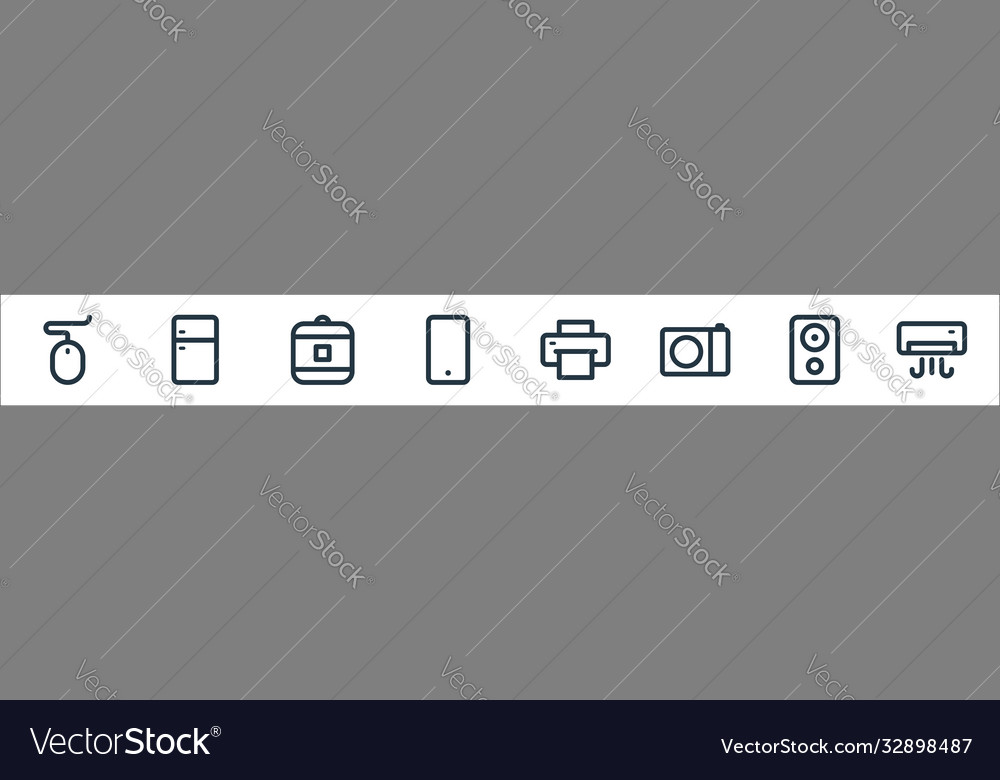 Electronic and device line icons linear set vector image Electronic and device line icons linear set