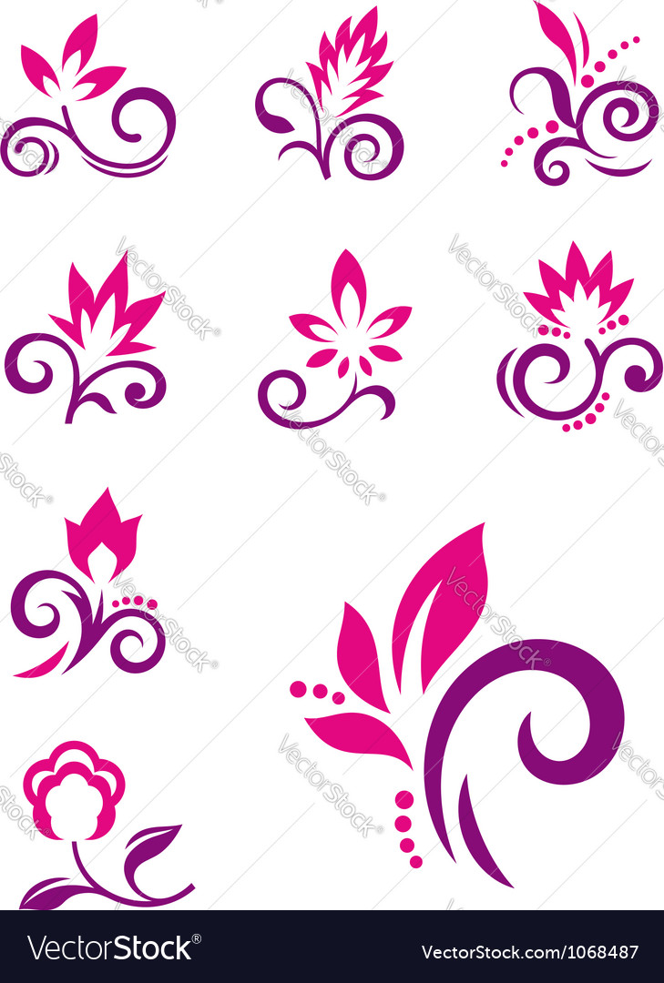 Floral elements Royalty Free Vector Image - VectorStock