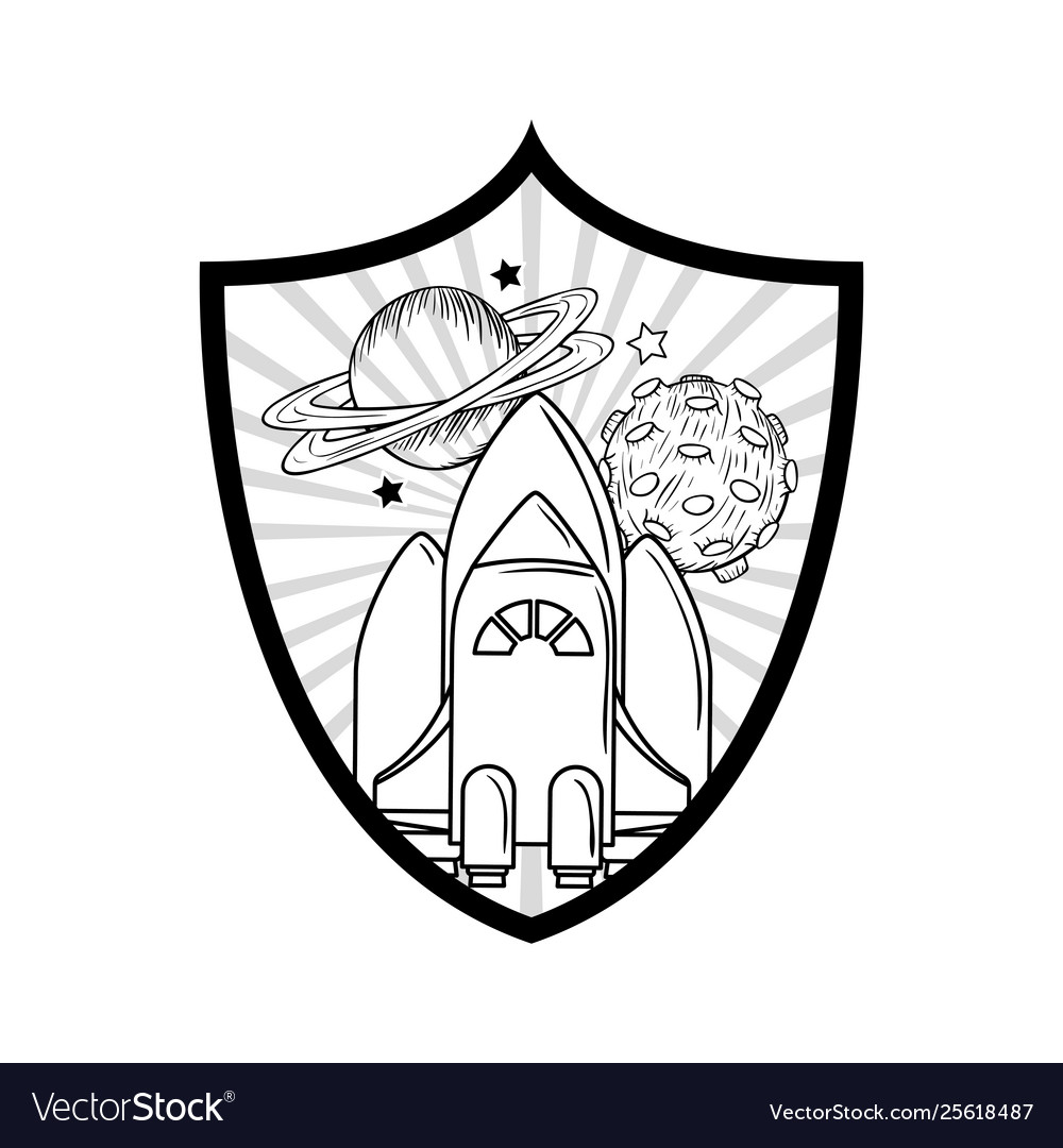 Frame with rocket taking off and planets Vector Image Frame with rocket taking off and planets