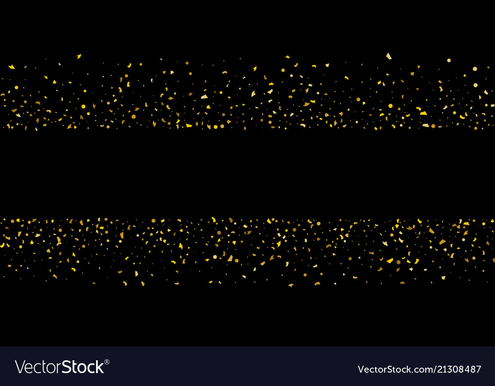 Glitter of golden particles confetti on a black