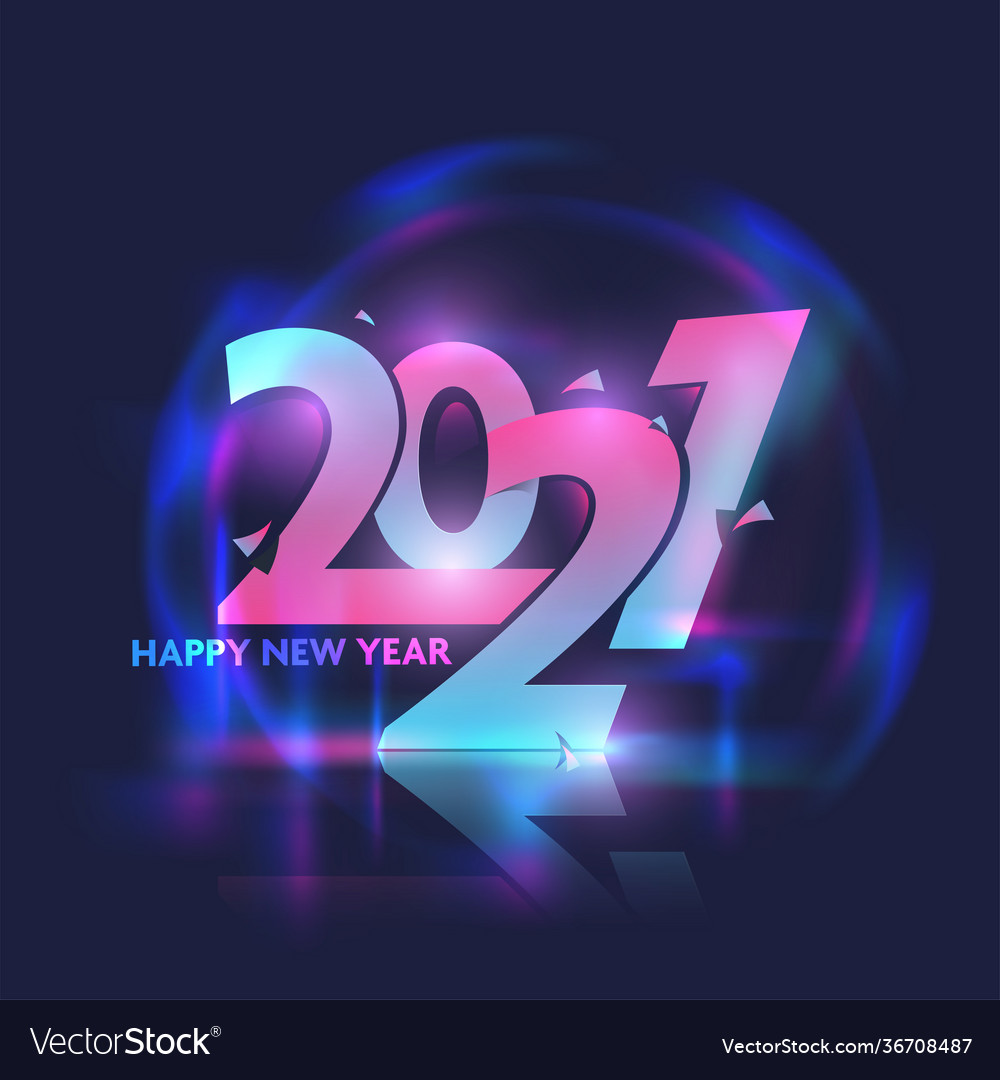 Gradient lights effect 2021 happy new year text