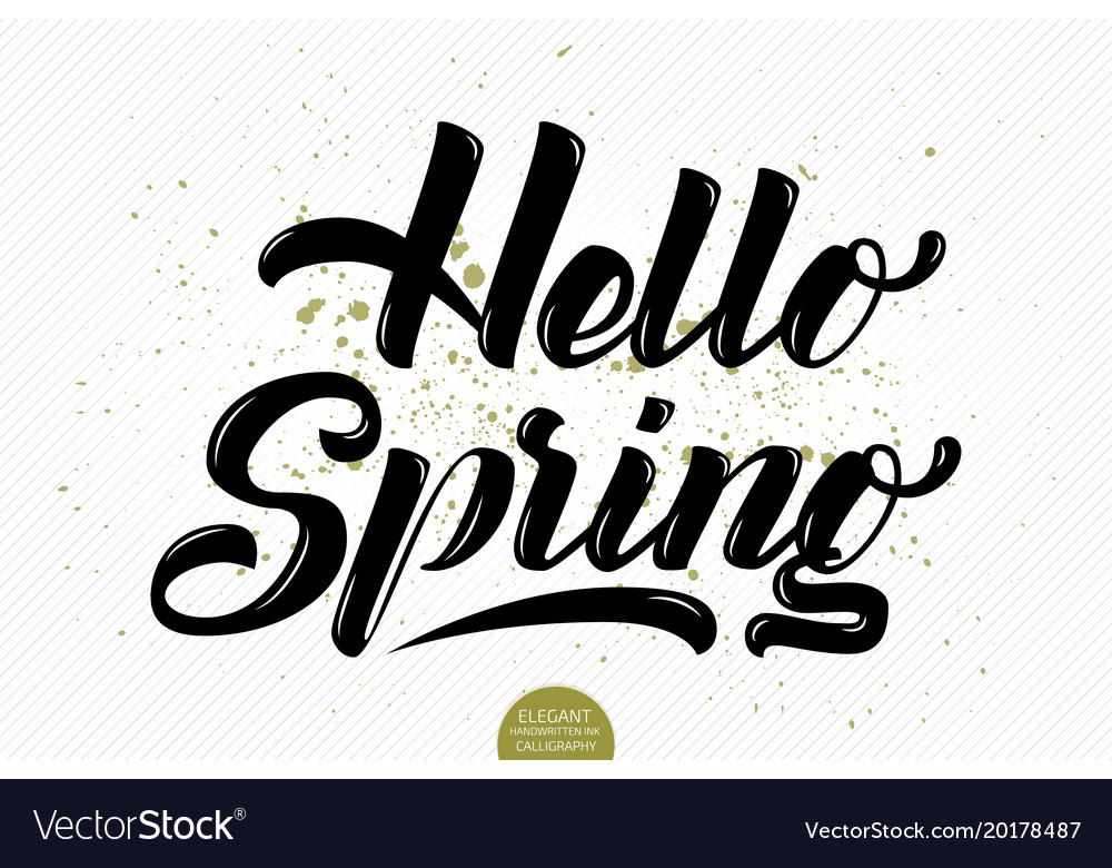 Hand drawn lettering hello spring elegant modern