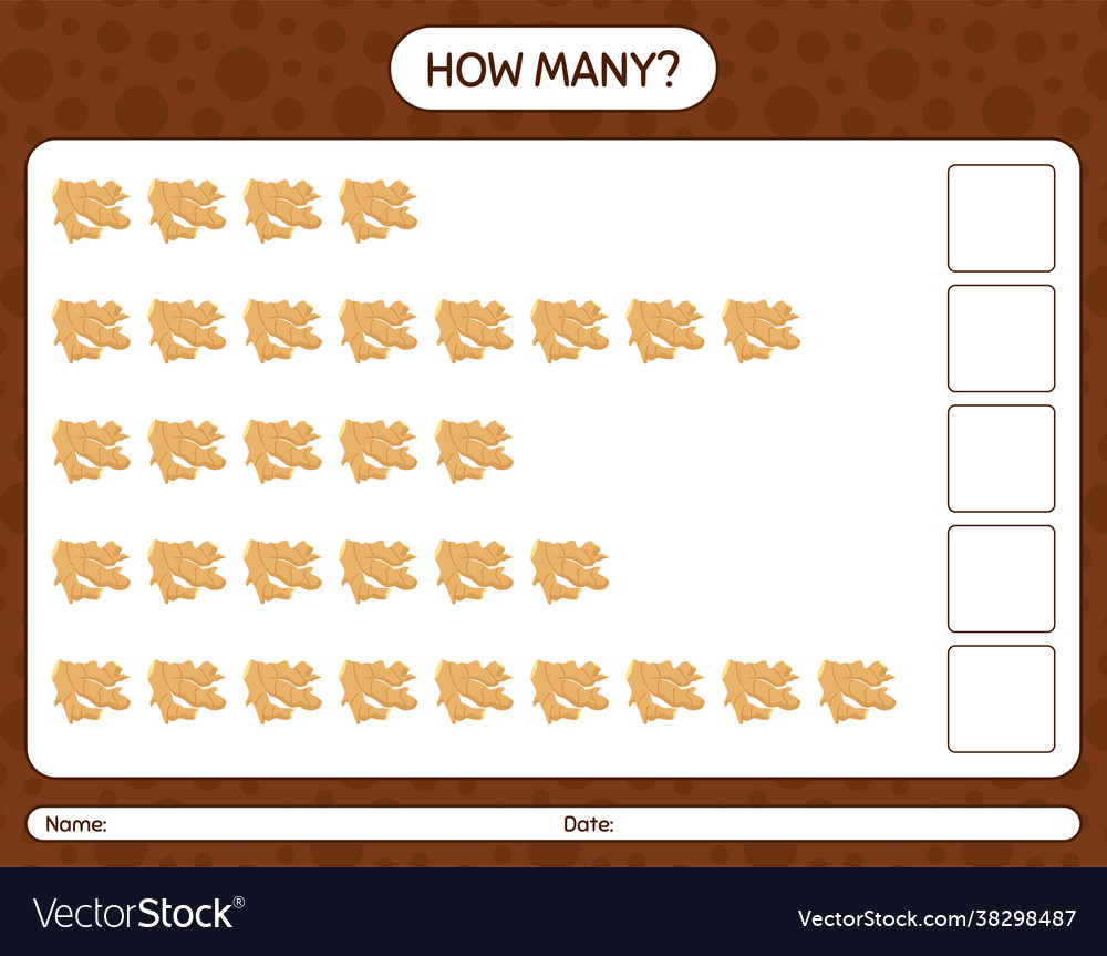 How many counting game with ginger worksheet