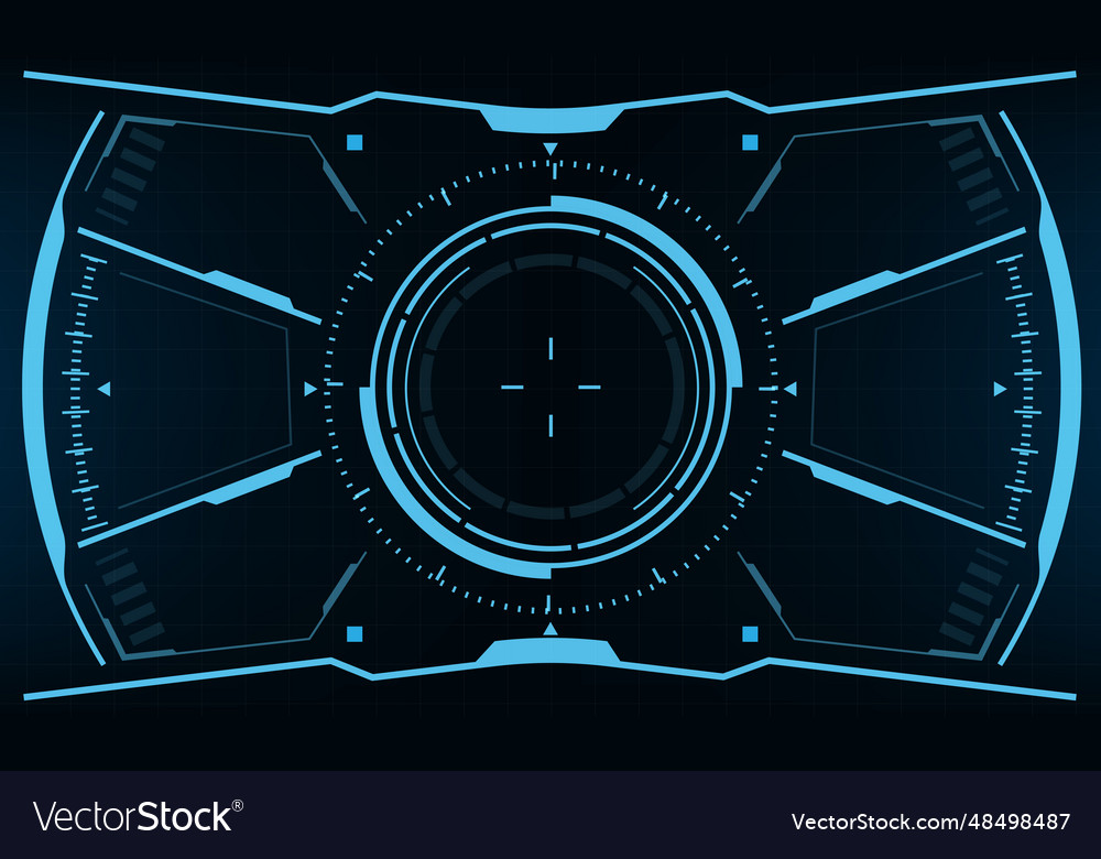 Hud sci-fi interface screen view blue geometric Vector Image