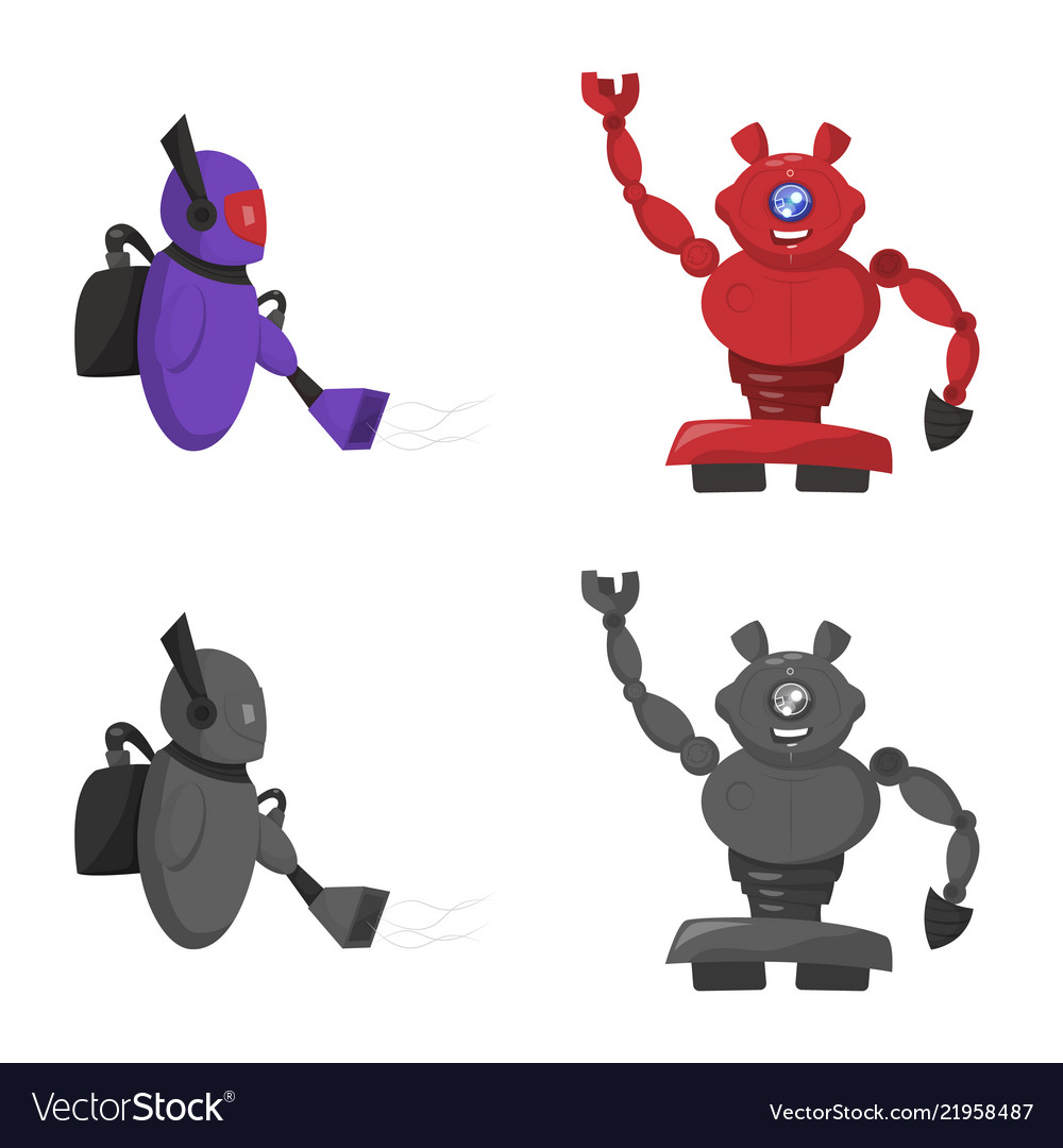 Isolated object of robot and factory sign vector image Isolated object of robot and factory sign