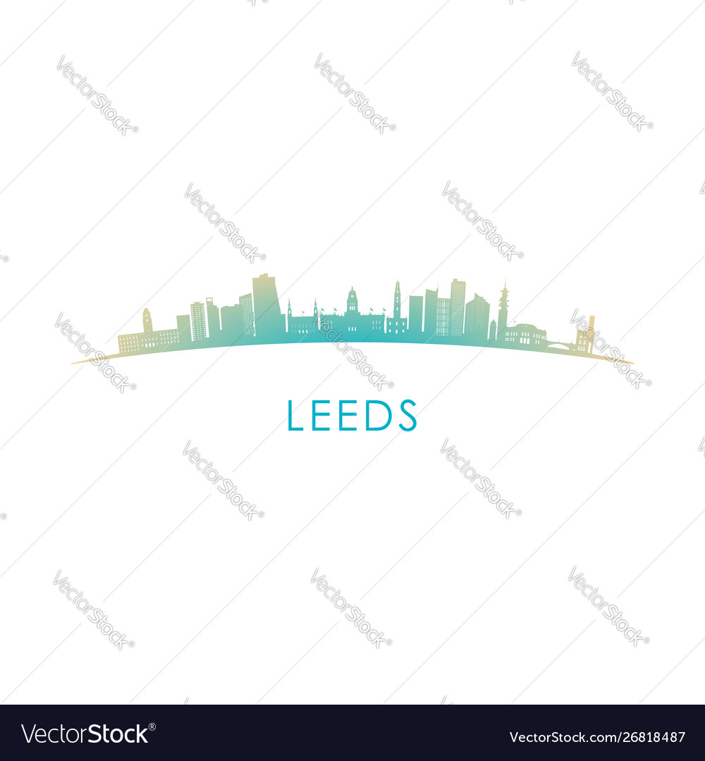 Leeds skyline silhouette design colorful