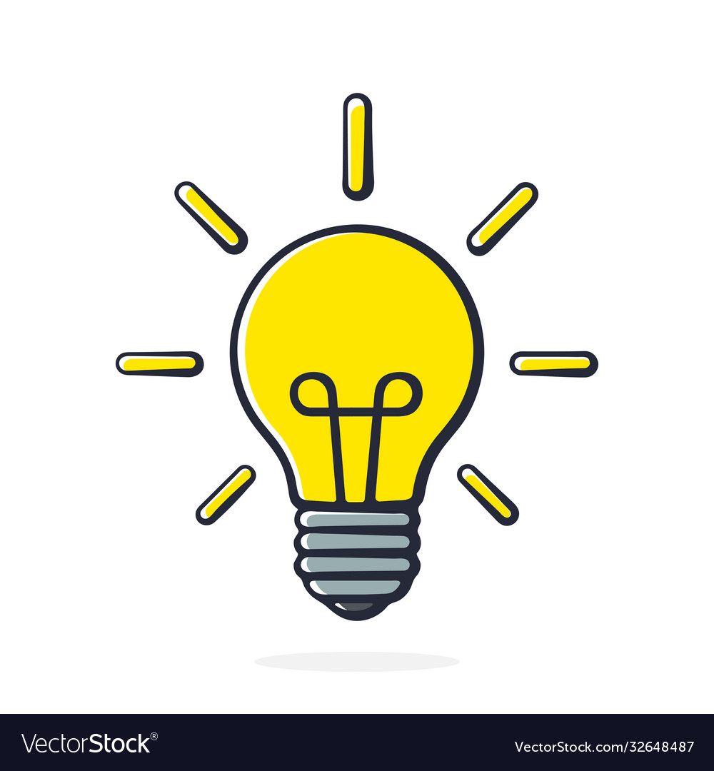 Light bulb with beams in pop art style Royalty Free Vector