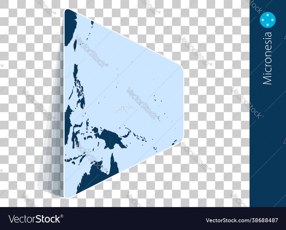 Micronesia map and flag on transparent background