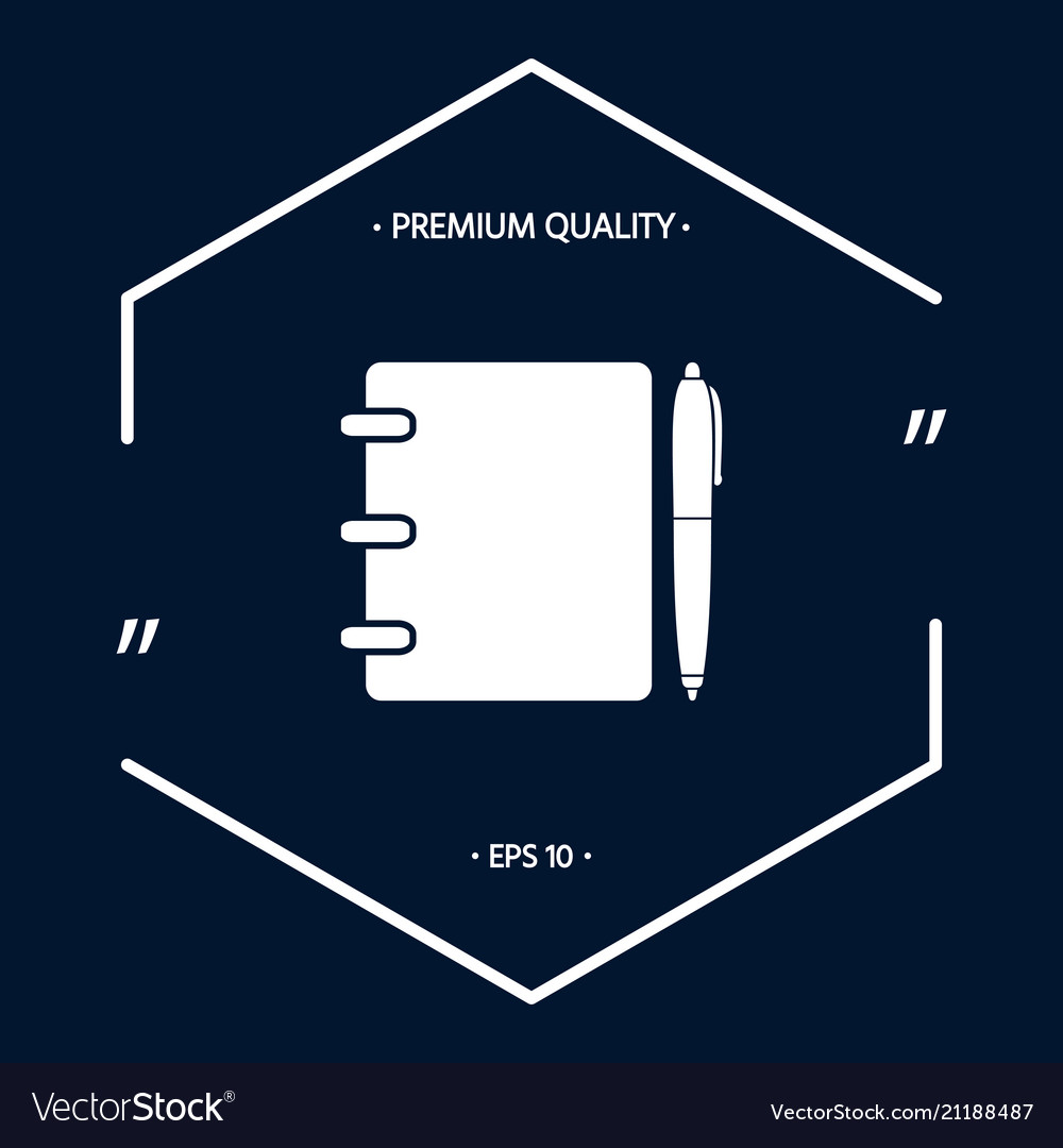 Notebook address phone book with pen symbol icon Vector Image Notebook address phone book with pen symbol icon