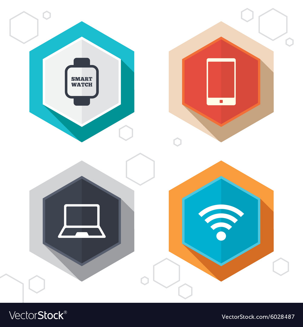 Notebook and smartphone icon smart watch symbol